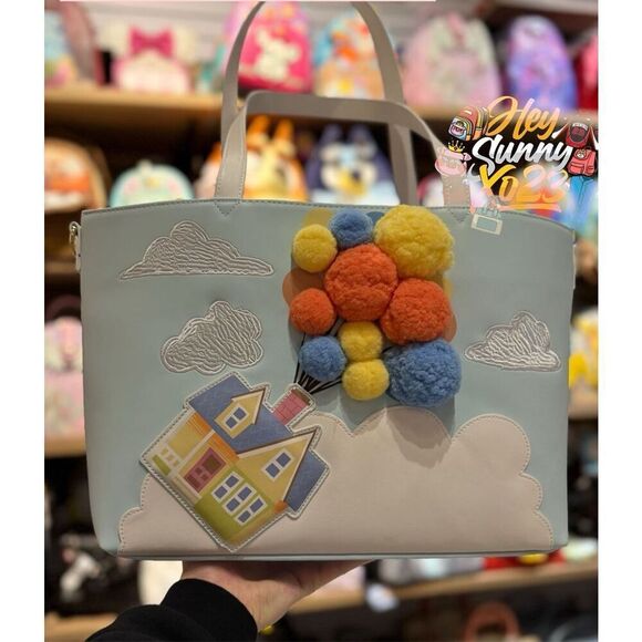 Loungefly Disney Pixar Up Floating House Pom Pom Tote Bag